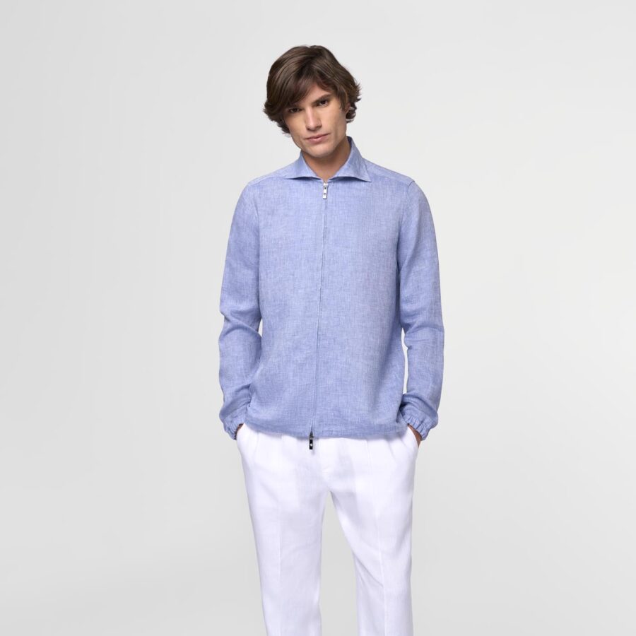 Cairo linen shirt blue - Image 4