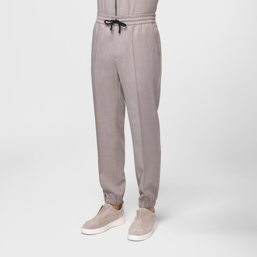 Cervo light weight wool joggers Beige - Image 3