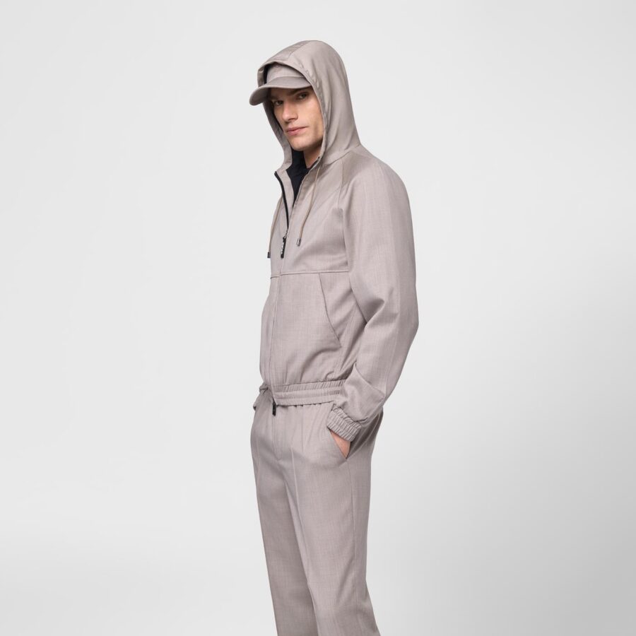 Cervo light weight wool hoodie Beige - Image 4