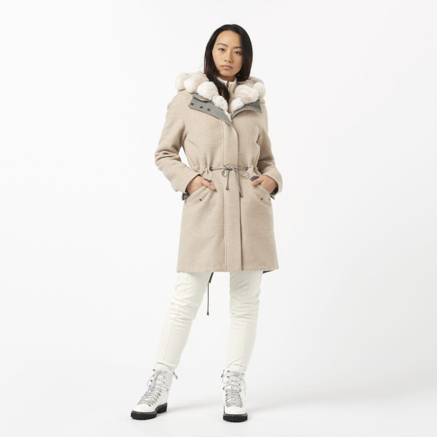 Ogier Cashmere Chinchilla Reversible 3-in-1 Coat Beige