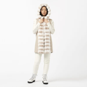 Ogier Cashmere Chinchilla Reversible 3-in-1 Coat Beige