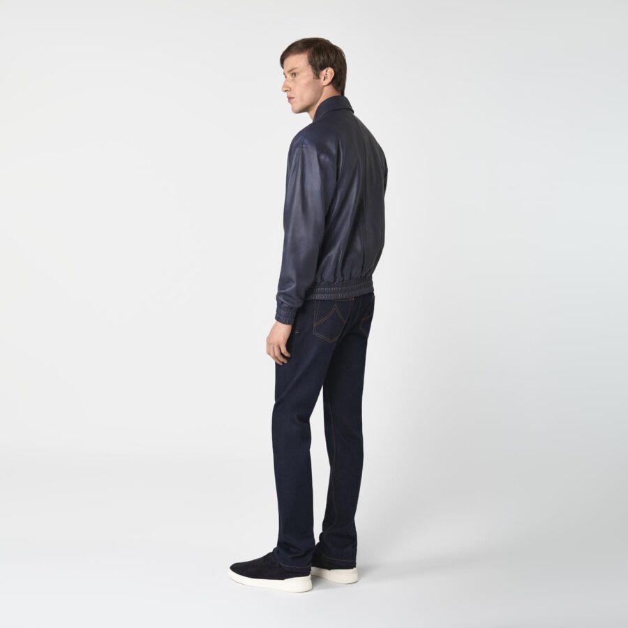 Figari Leather Bomber Navy - Image 3