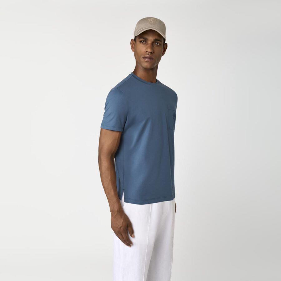 Garros Jersey Cotton T-Shirt Blue - Image 4