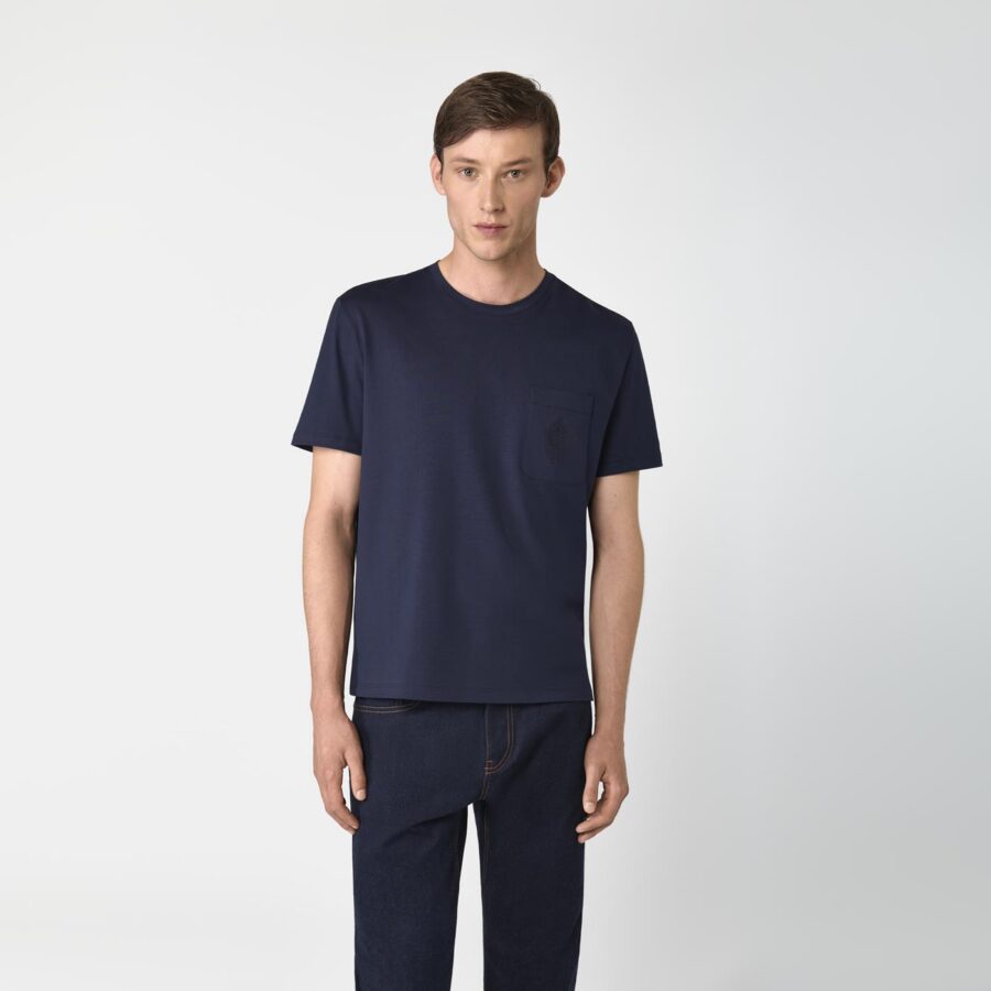 Garros Jersey Cotton T-Shirt Navy - Image 4