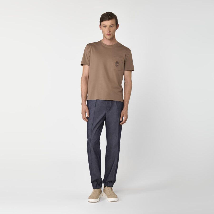 Garros Jersey Cotton T-Shirt Sand - Image 2