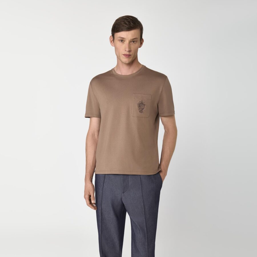Garros Jersey Cotton T-Shirt Sand - Image 4