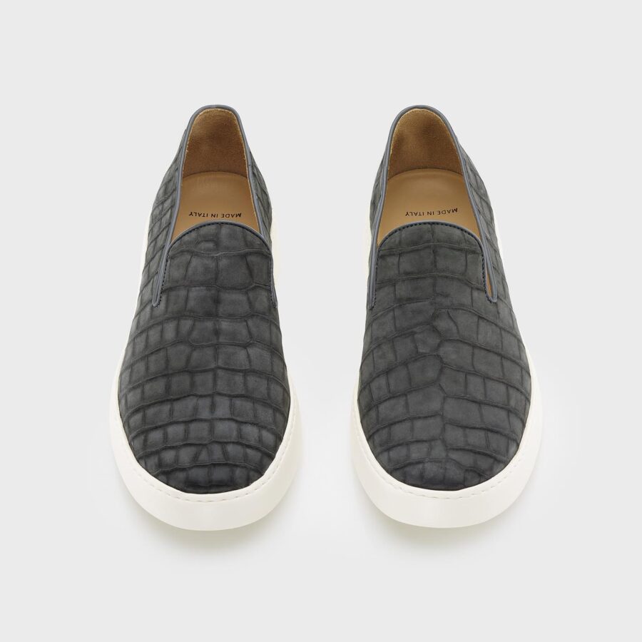 Marrakesh Alligator slip-on Suede Mocassin Grey - Image 2