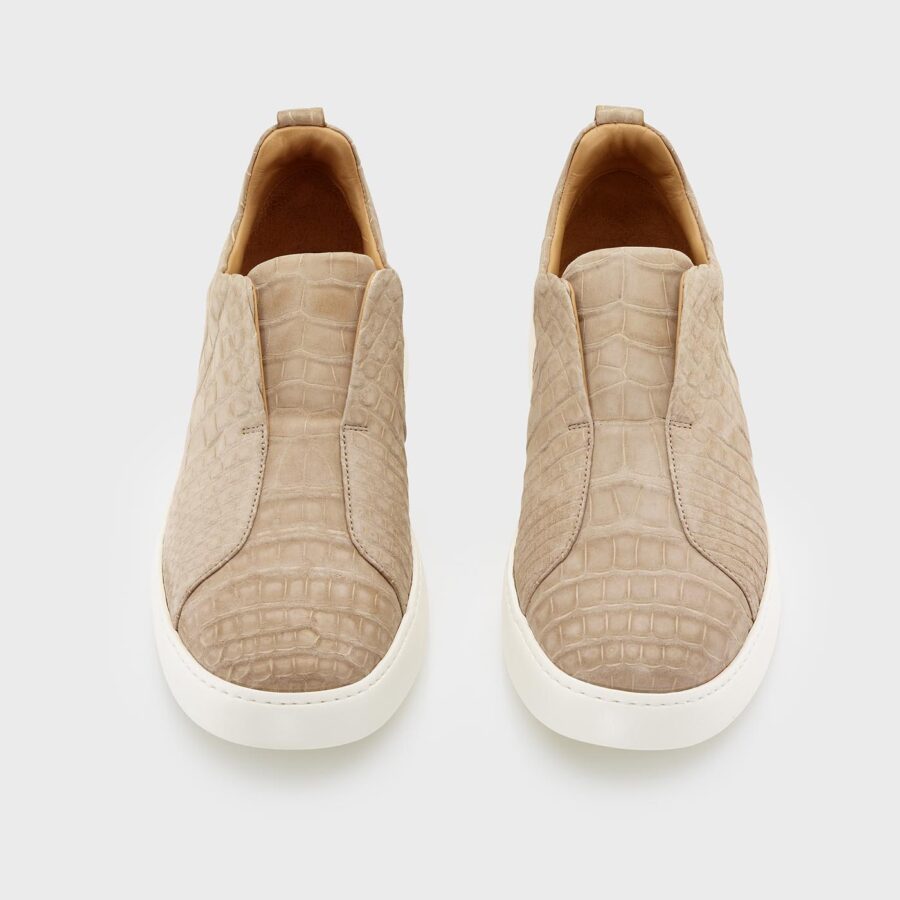 Milan Alligator slip-on Suede Sneakers Beige - Image 2