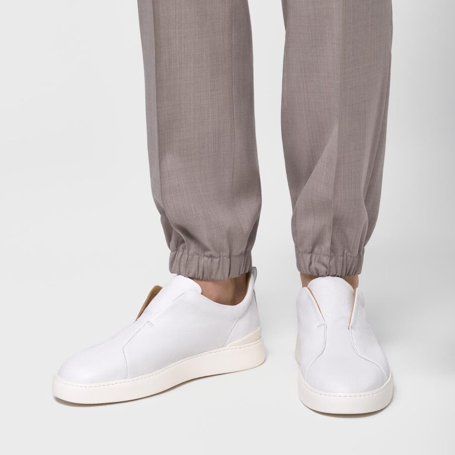 Milan deer leather slip-on sneakers white - Image 3