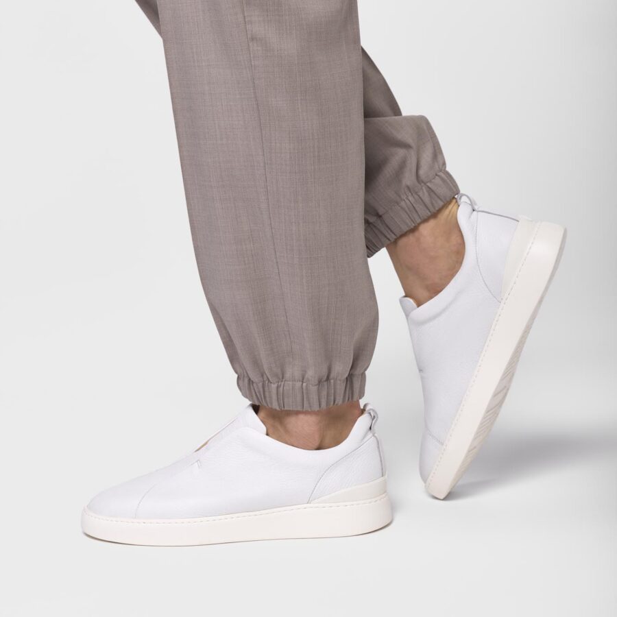 Milan deer leather slip-on sneakers white - Image 4
