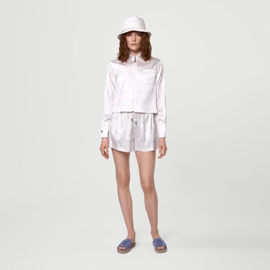Omotesando travel set silk print shirt white - Image 2
